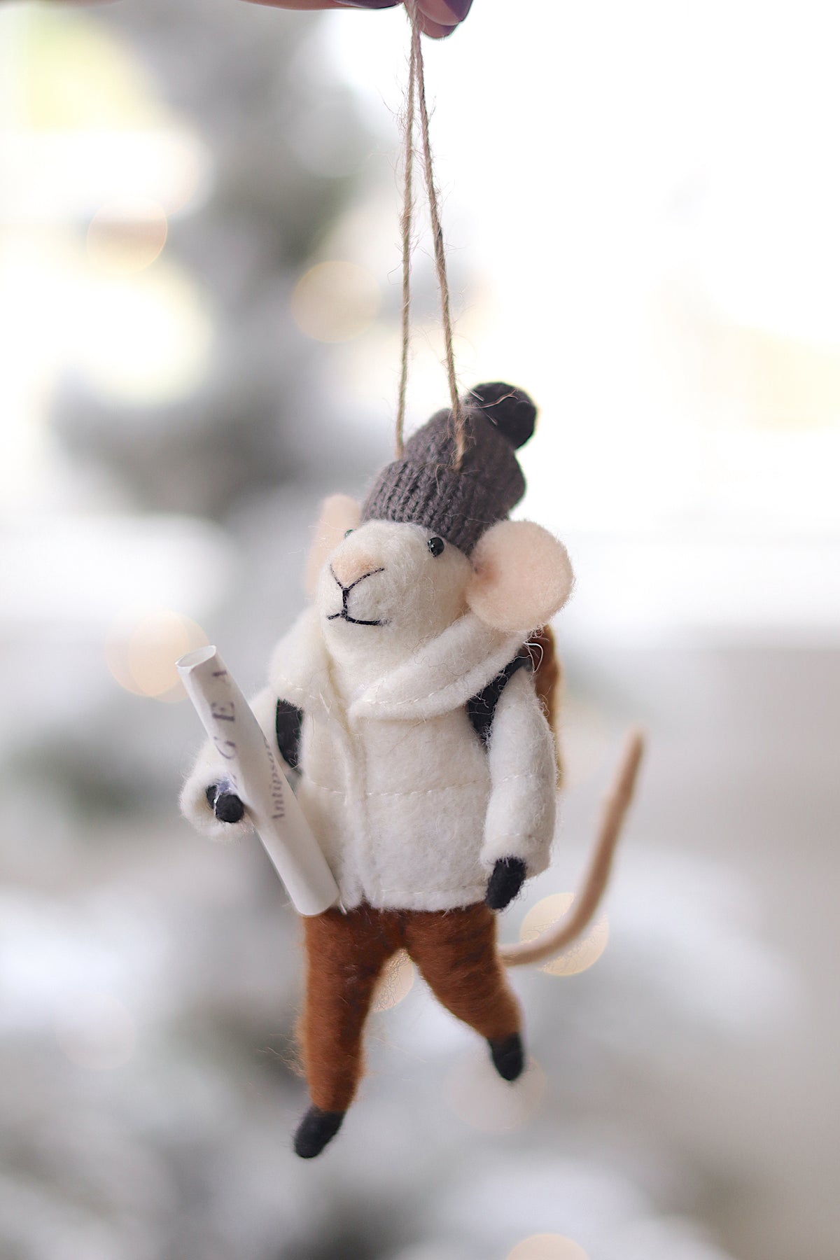 lifestyle view of bundled benjamin Christmas Errands Holiday Mouse Ornament - 3 Options at Maison garçonne