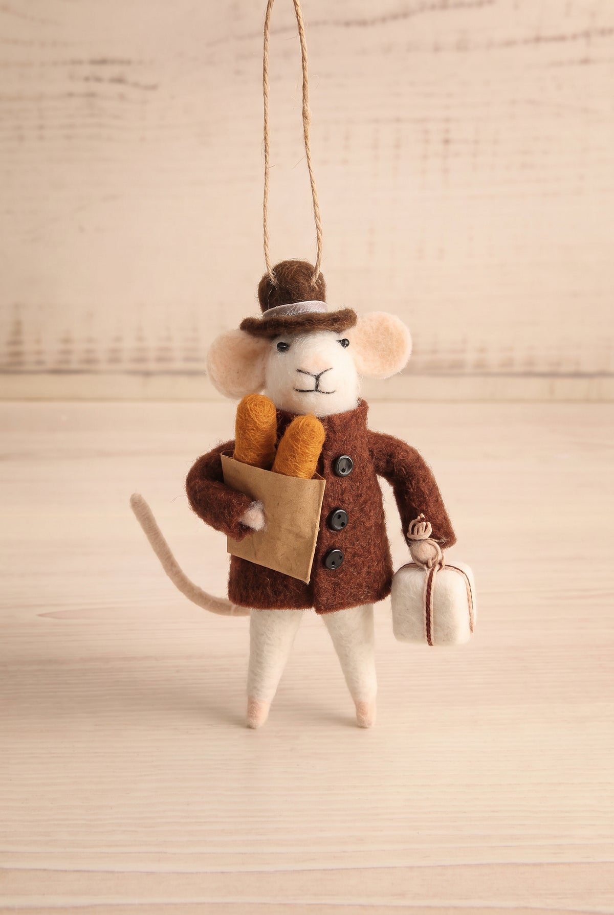 view of baguette benoit Christmas Errands Holiday Mouse Ornament - 3 Options at Maison garçonne