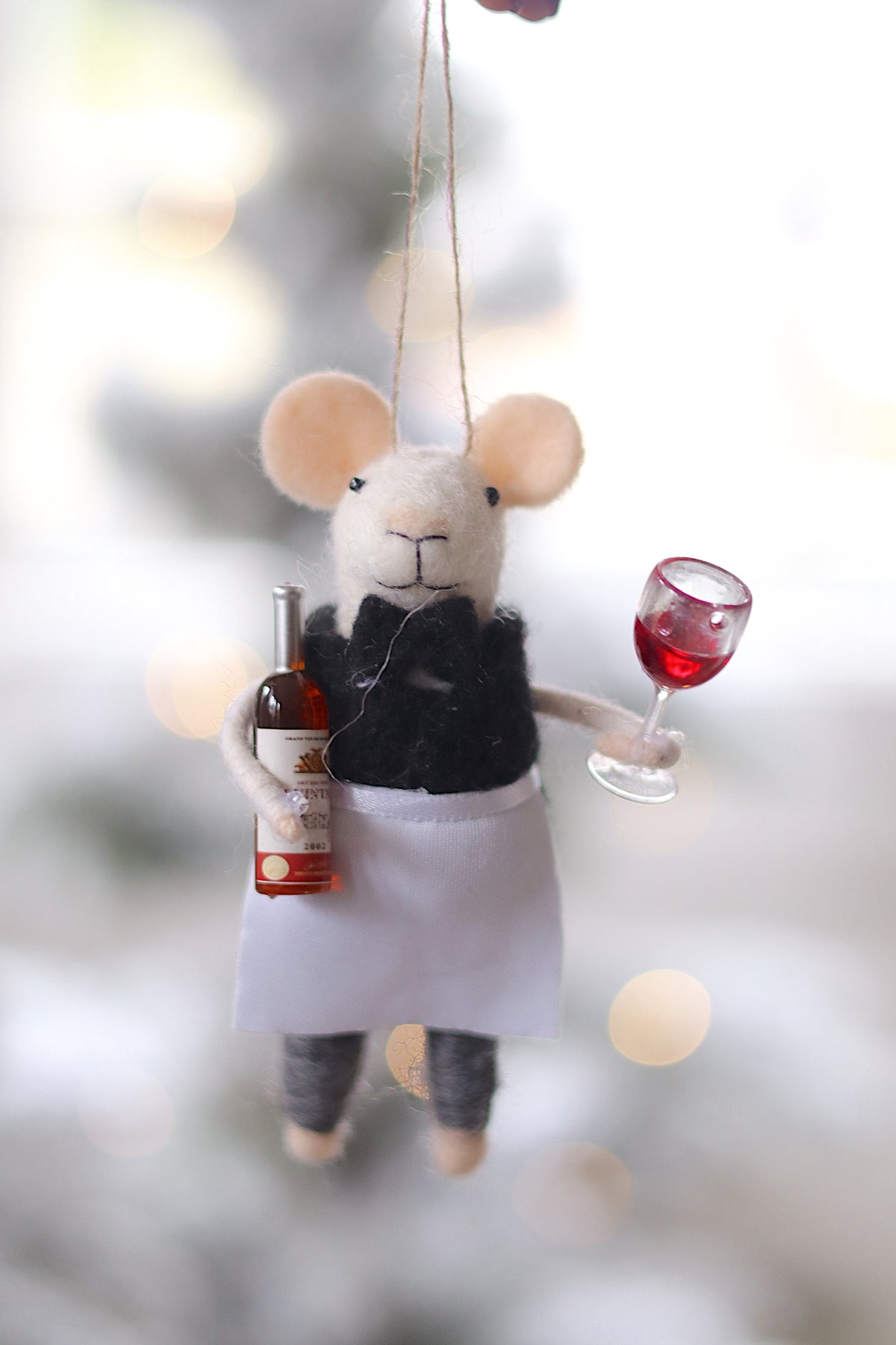 lifestyle view of sommelier sam Wine Holiday Mouse Ornament - 4 Options at Maison garçonne