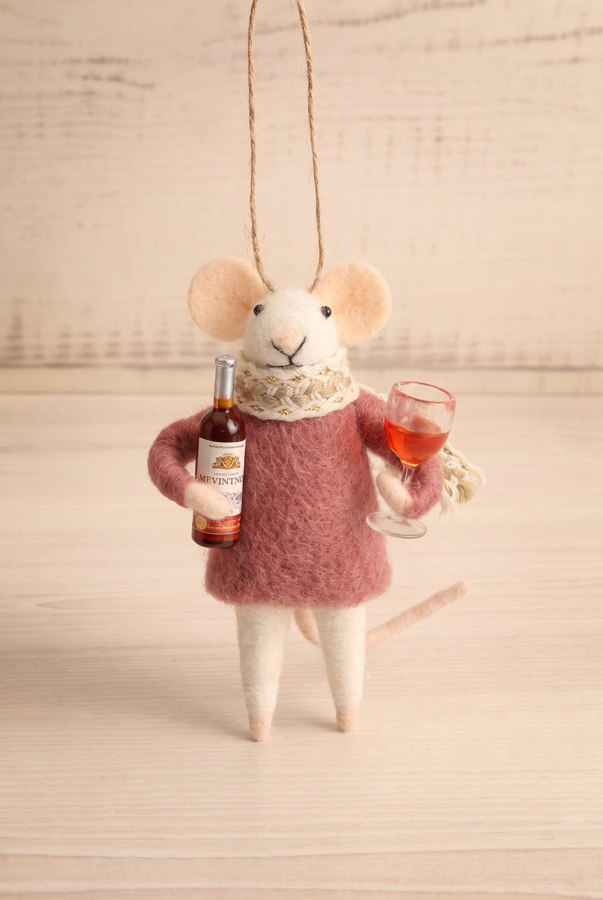 view of merlot millie Wine Holiday Mouse Ornament - 4 Options at Maison garçonne