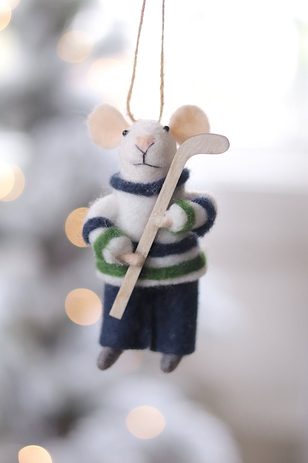 lifestyle view of hockey hal Sporty Holiday Mouse Ornament - 10 Options at Maison garçonne