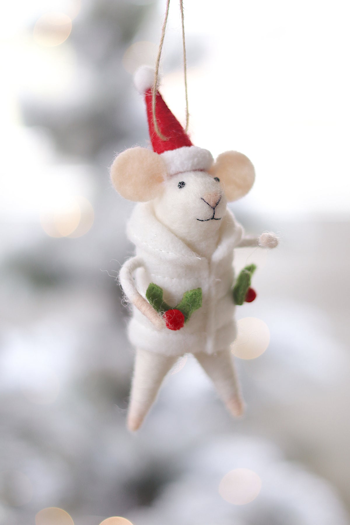 lifestyle view of hollyberry hattie Festive Holiday Mouse Ornament - 13 Options at Maison garçonne