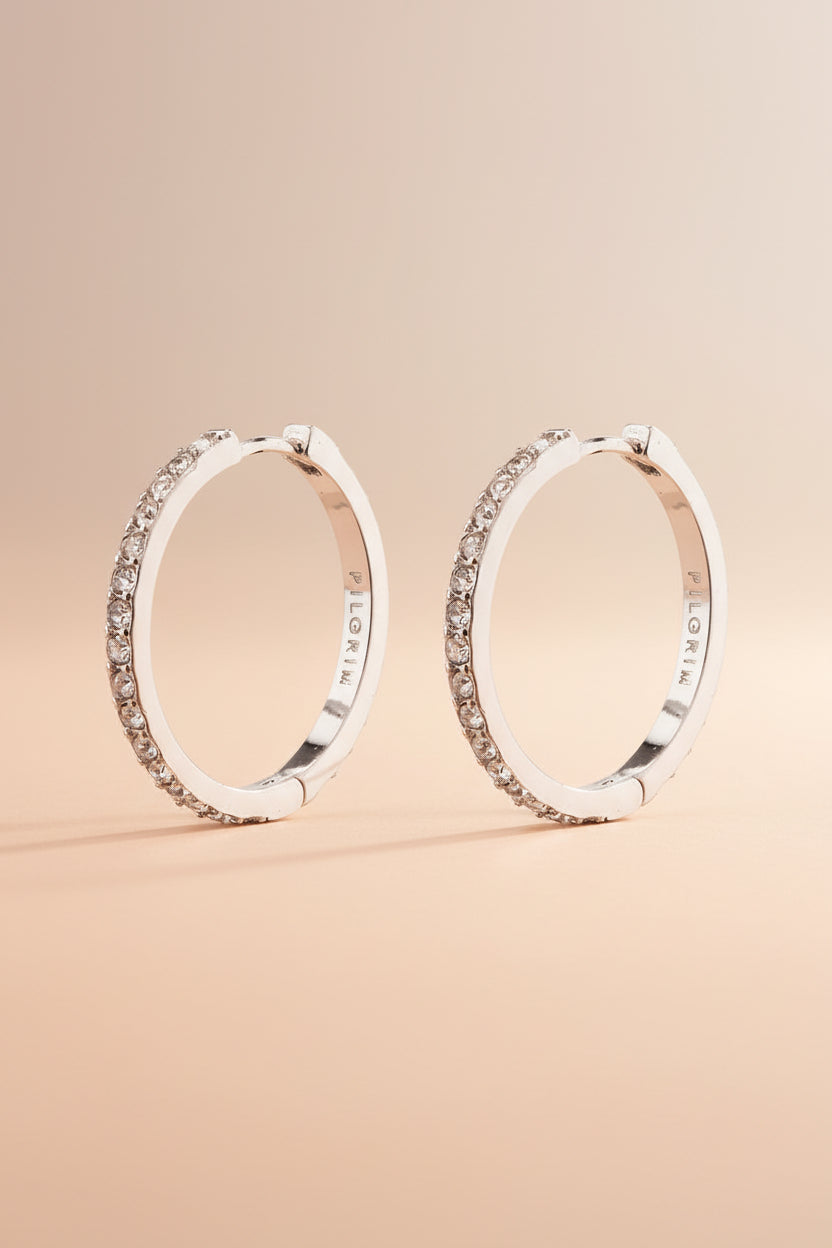 Ebna silver from Pilgrim, a gold hoop earring with stones details