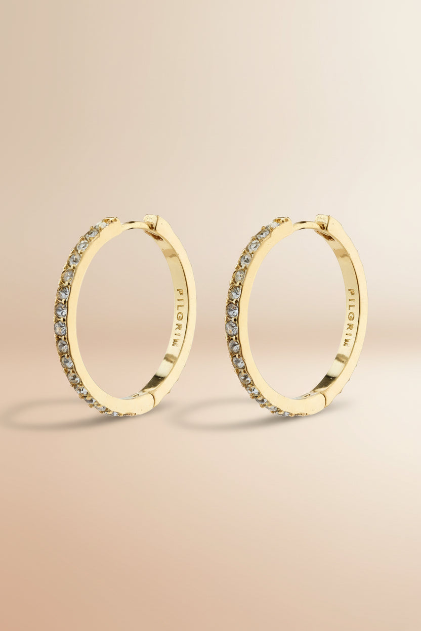 Ebna gold from Pilgrim, a gold hoop earring with stone details