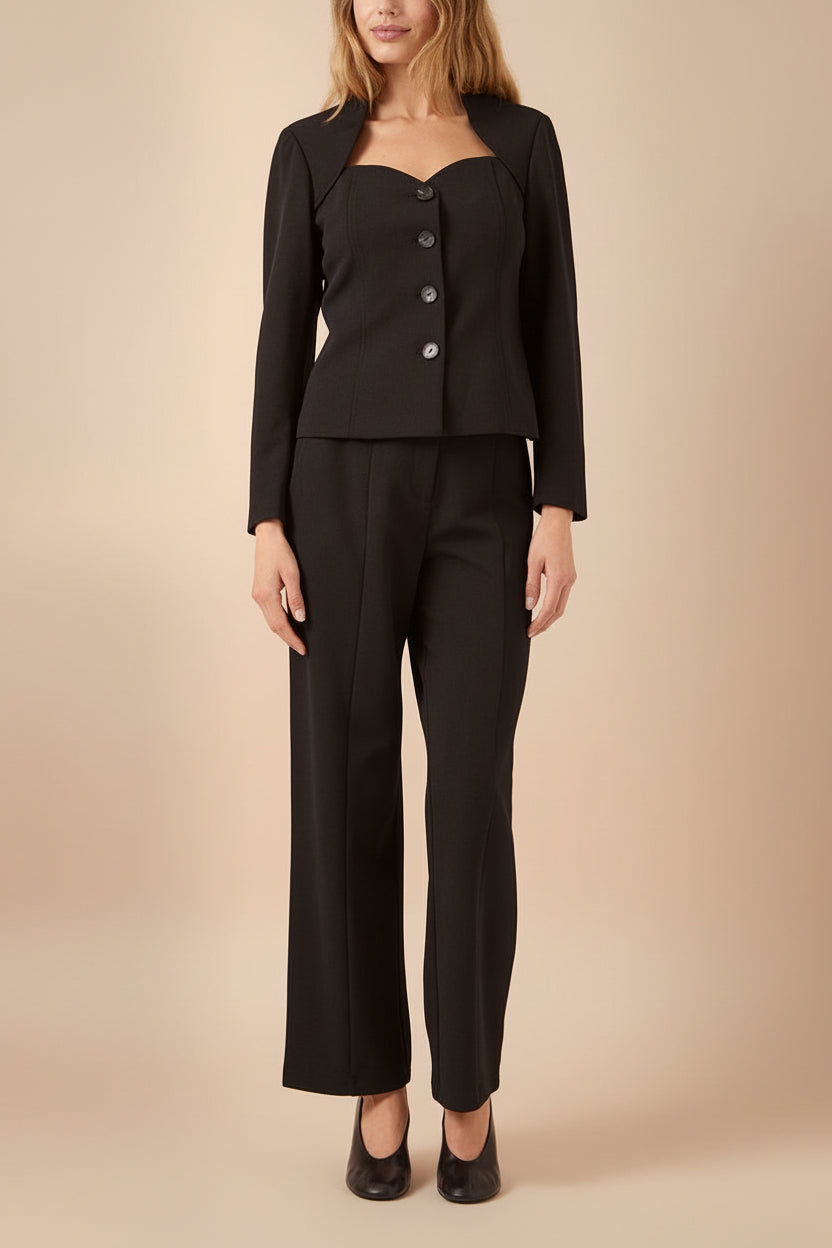 Adonie | Veston Tailleur Noir avec Décolleté Cœur