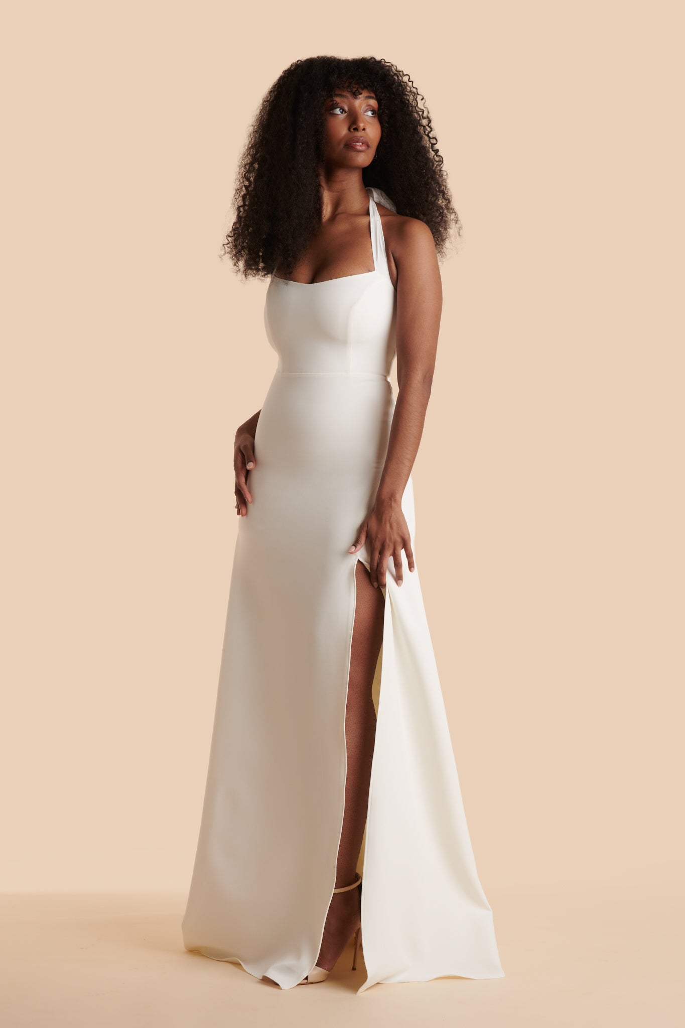 Denisia Ivory Bridal Maxi Dress w/ Train | Boudoir 1861 side model
