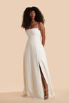 Estella Ivory Maxi A-line Dress w/ Slit | Boudoir 1861 front model