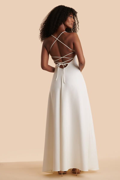 Izabella Ivory A-line Maxi Dress w/ Open Back | Boudoir 1861 model back