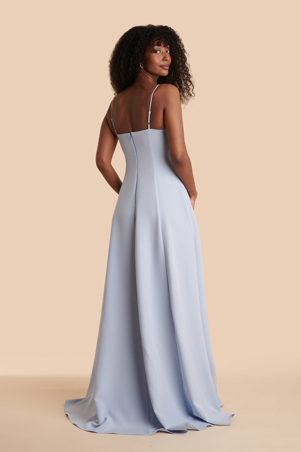Estella Navy Maxi A-line Dress w/ Slit | Boudoir 1861 back model