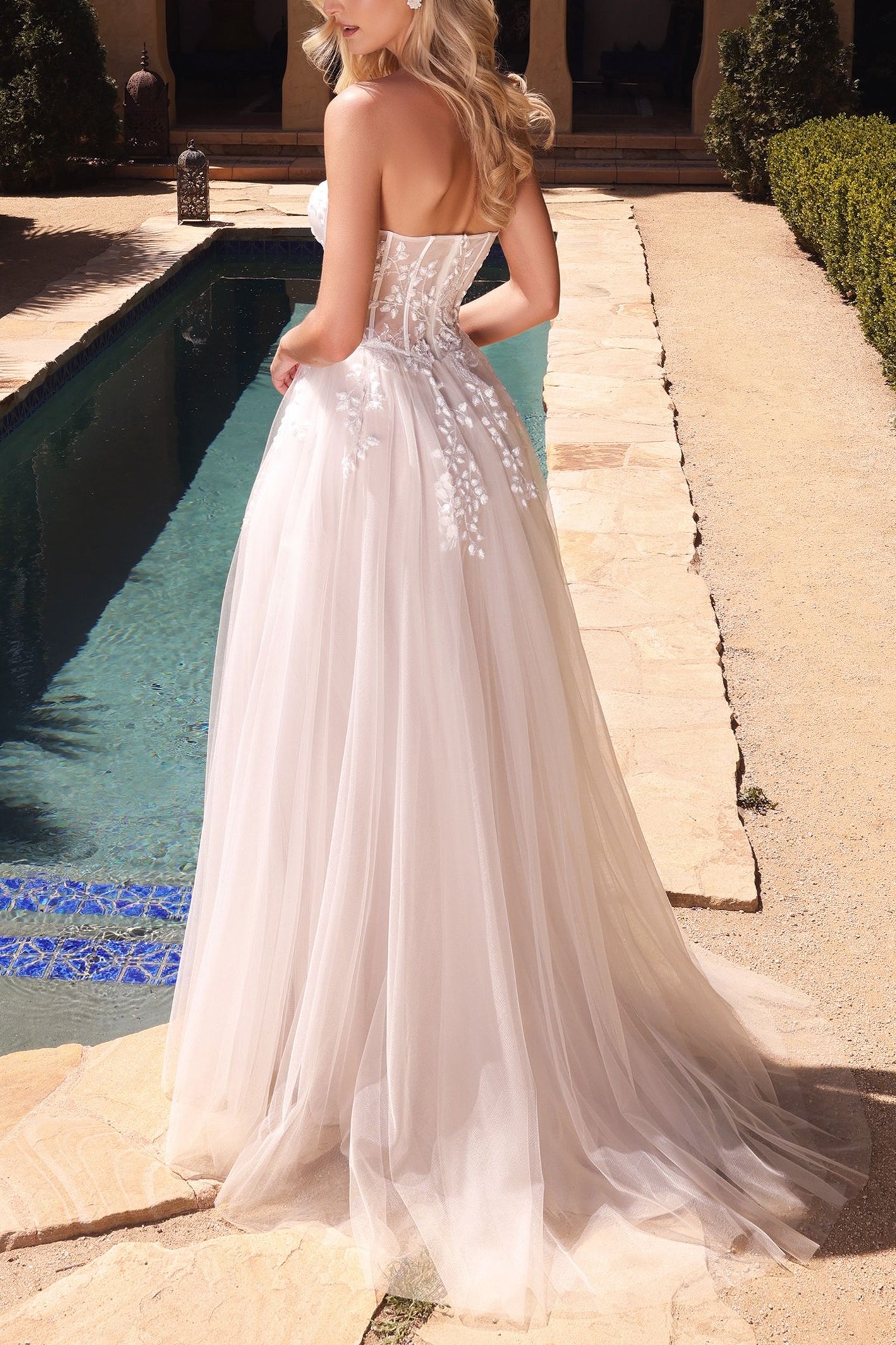 Adrasthee Bustier Tulle Wedding Dress w/ Slit | Boudoir 1861 model backview