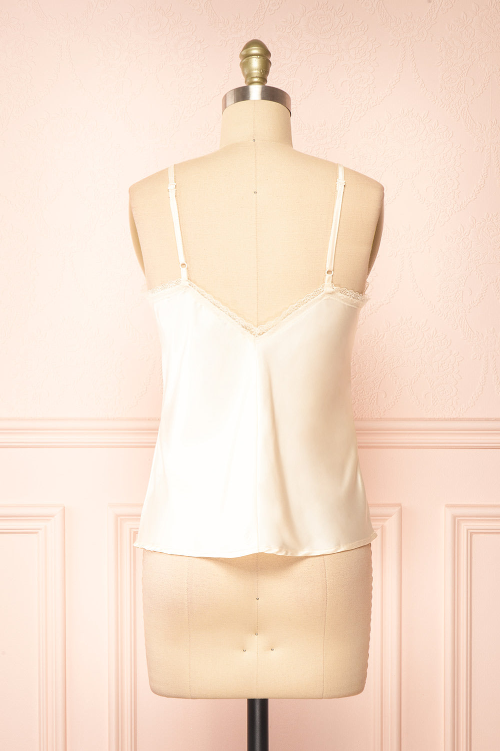 Alexa Ivoire Satin Cami Top w/ Lace Trim | Boutique 1861 back view