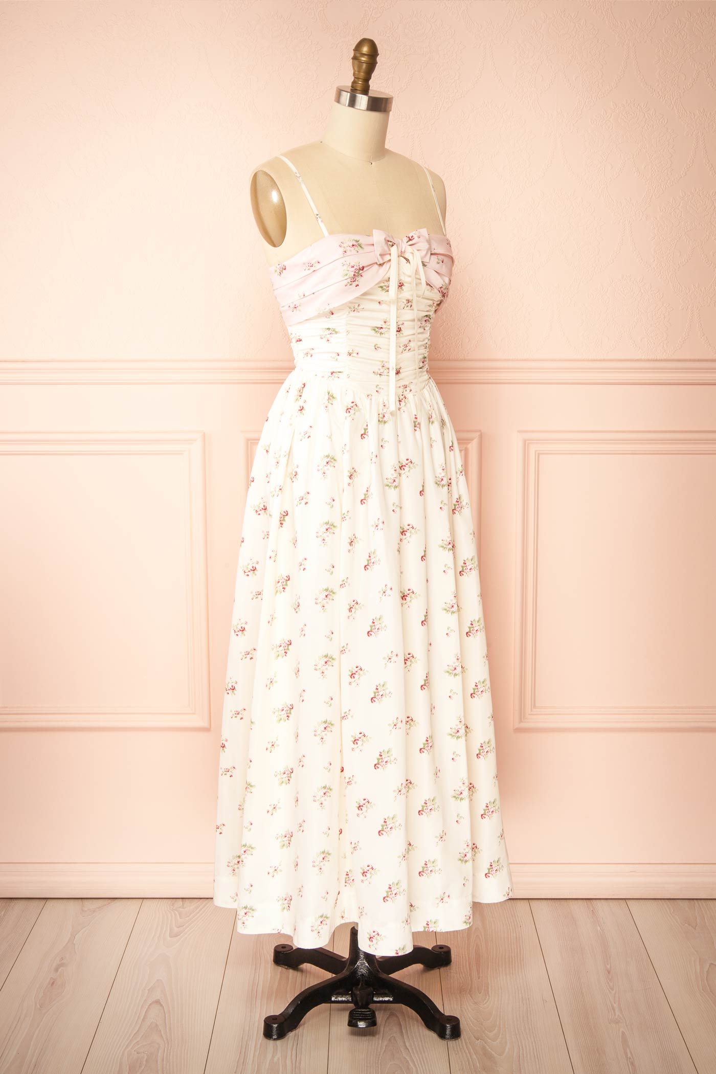 Ashleigh Floral Midi Dress with Contrast Top | Boutique 1861 side view