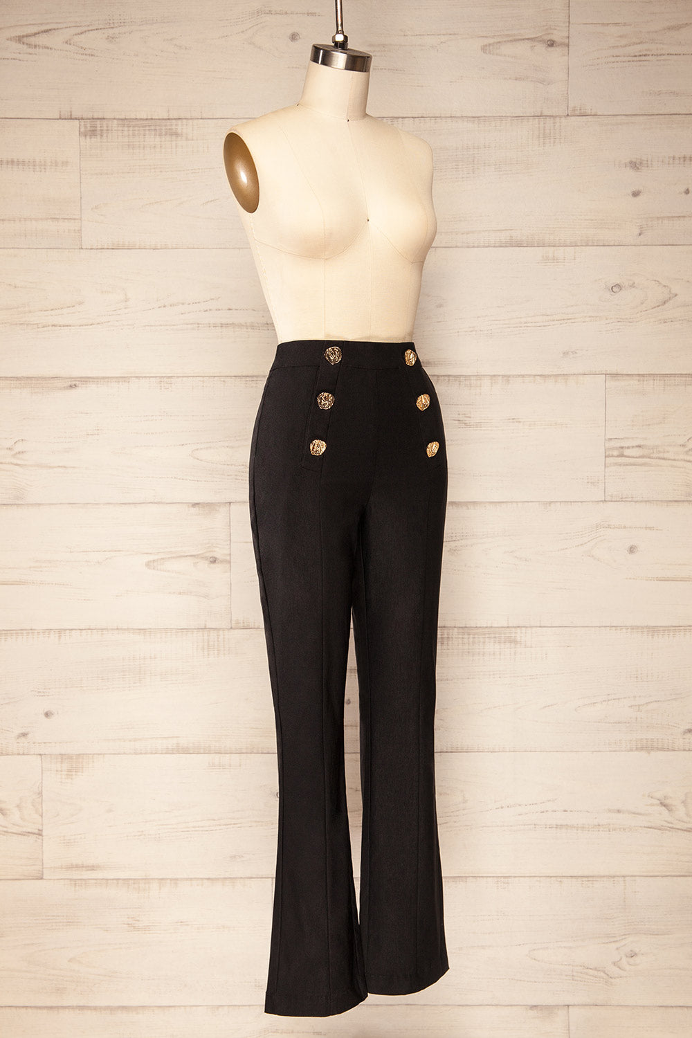 Asuncion High-Waisted Black Fitted Pants | La petite garçonne side view