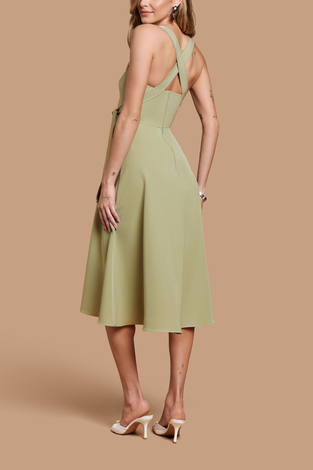 Valentina Sage Midi A-line Dress w/ Adjustable Straps | Boutique 1861 model