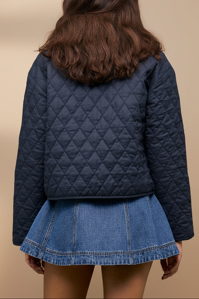 Ballia | Veste Réversible en Vichy Marine à Nouer