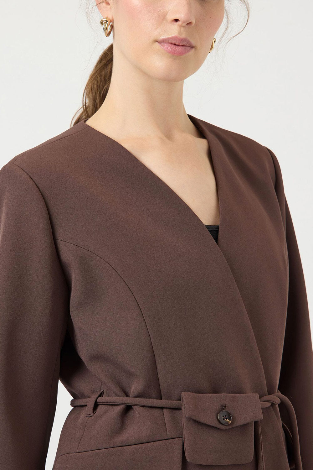 Bundi | Veston Brun avec Poche sur Cordon de Serrage