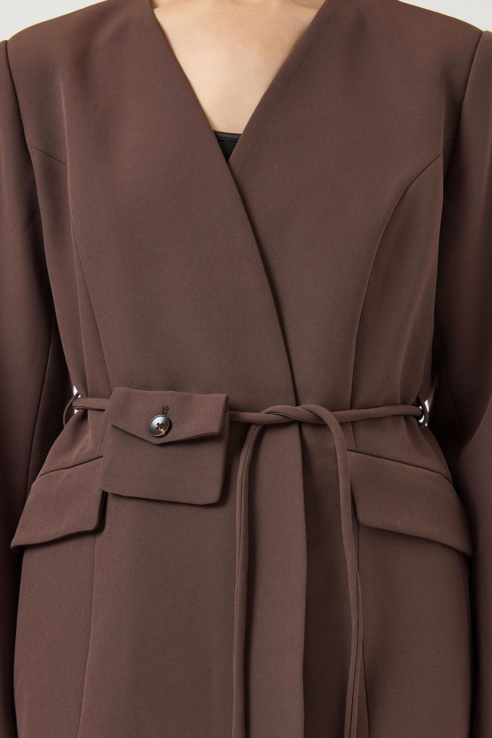 Bundi | Veston Brun avec Poche sur Cordon de Serrage