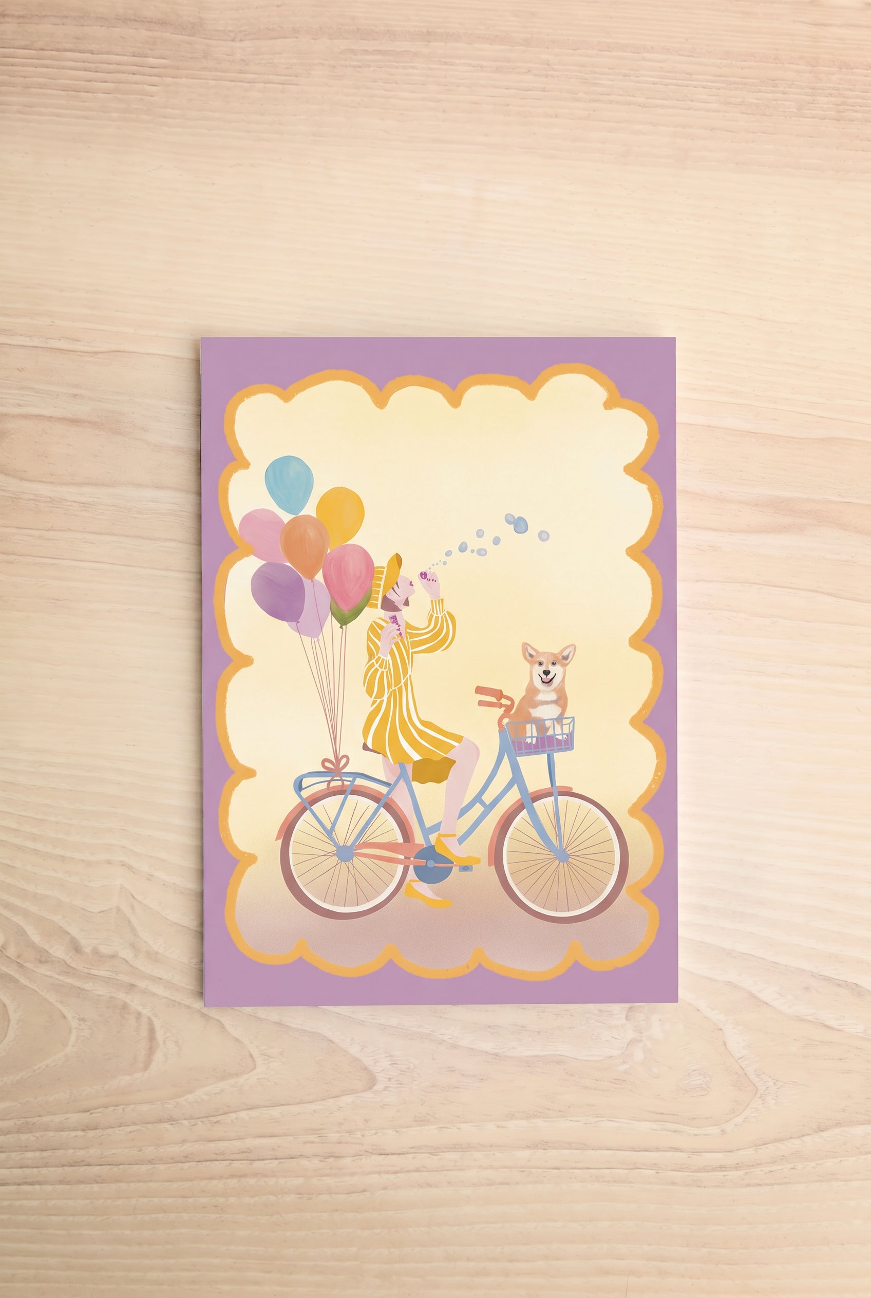 Bike and balloons Maxi Card by Lili Grafitti at la maison garçonne