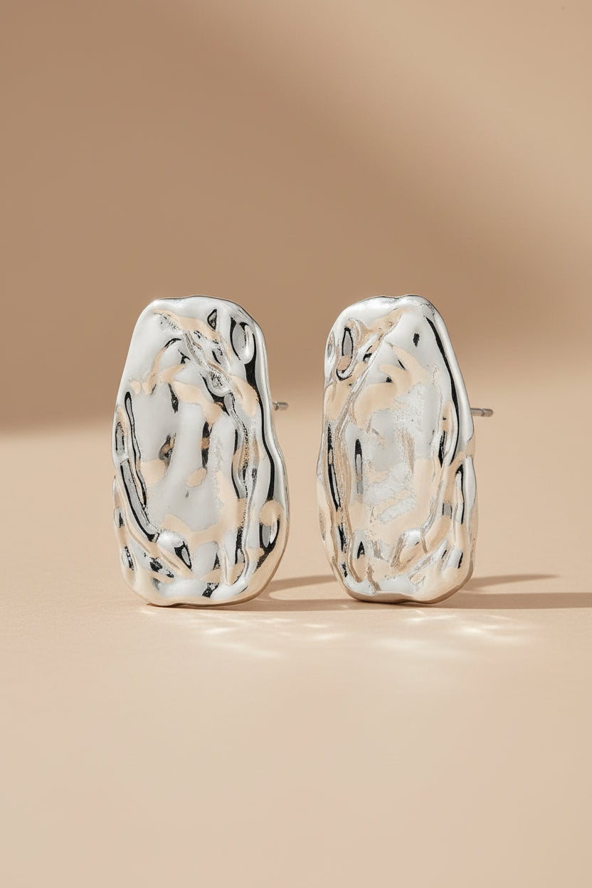 Cambio Silver | Flat Rustic Earrings