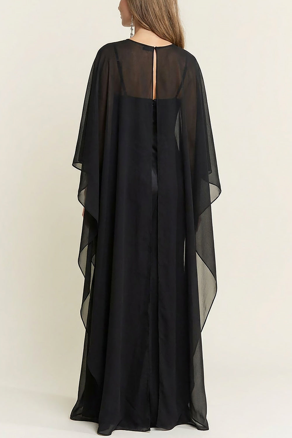 back of a woman wearing Cathleen Black Fitted Strapless Satin Maxi Dress from Boutique 1861