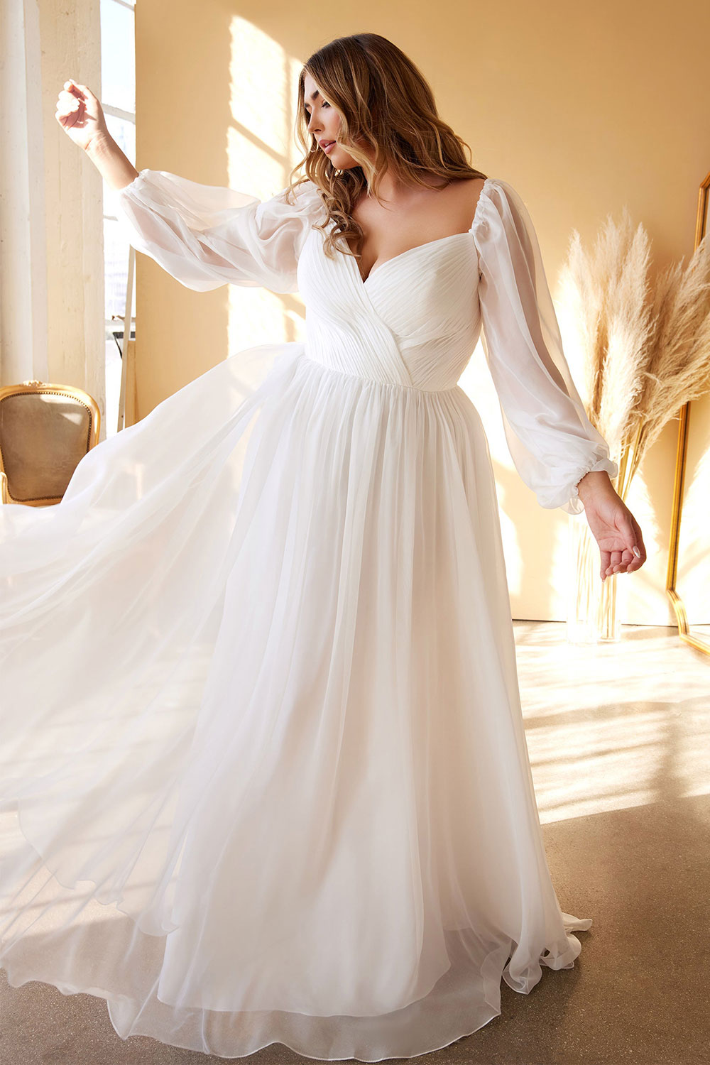 Vivienne Maxi White Dress w/ Pleated Bust | Boudoir 1861 model