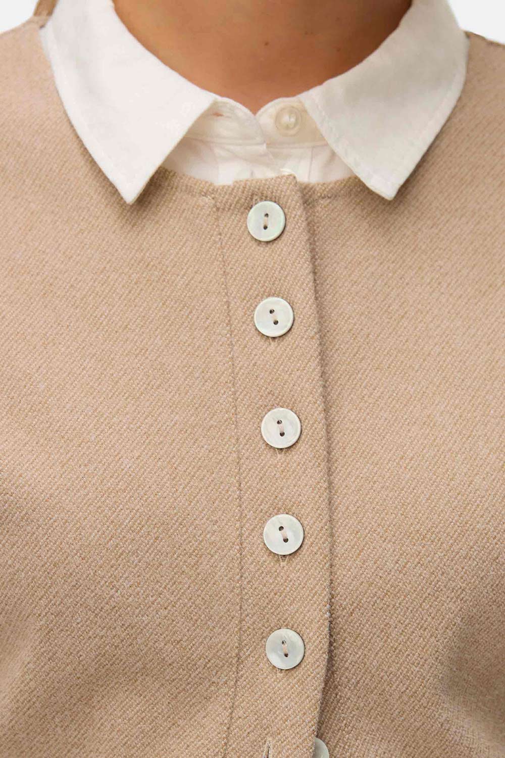 Ceduna Beige Button-Up Flared Cardigan | La petite garçonne details