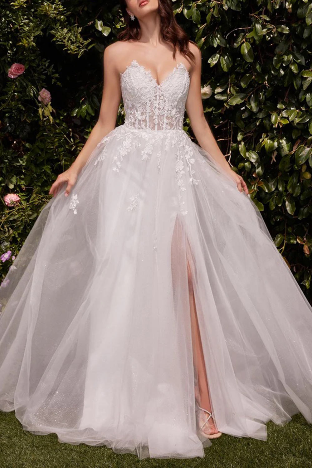 front of a woman wearing Clarissa Strapless Corset Bridal Dress from Boudoir 1861