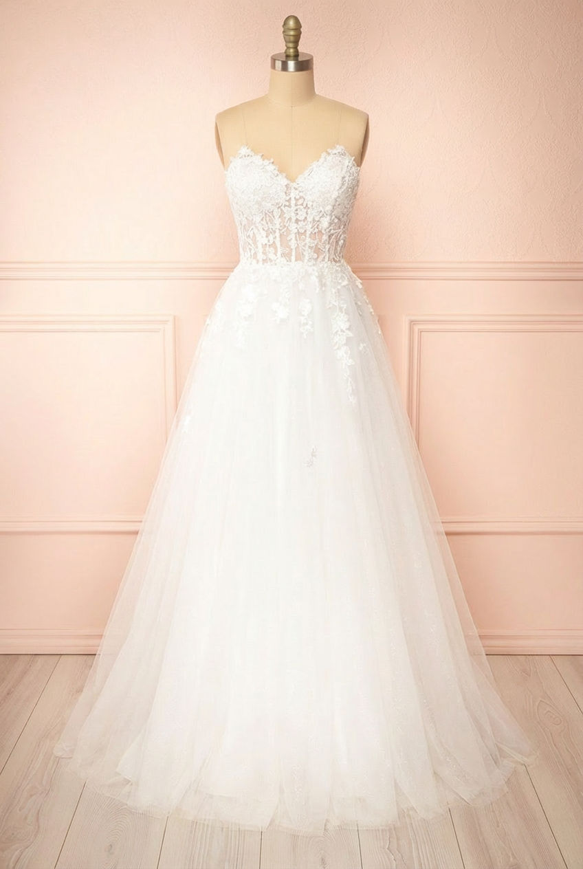 Frontview of Clarissa Strapless Corset Bridal Dress from Boudoir 1861