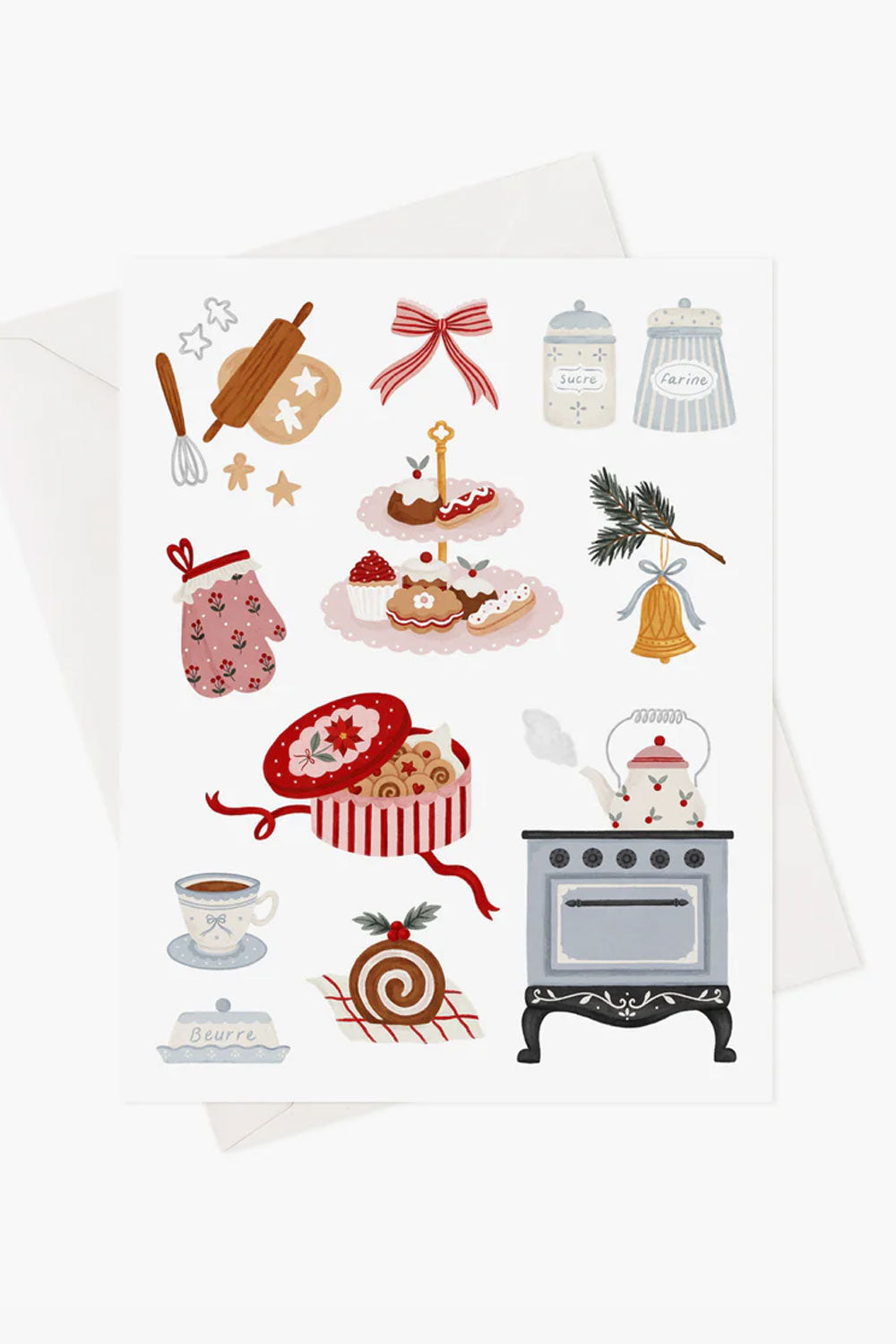 Card featuring christmas kitchen-themed from Marie-Lise illustration