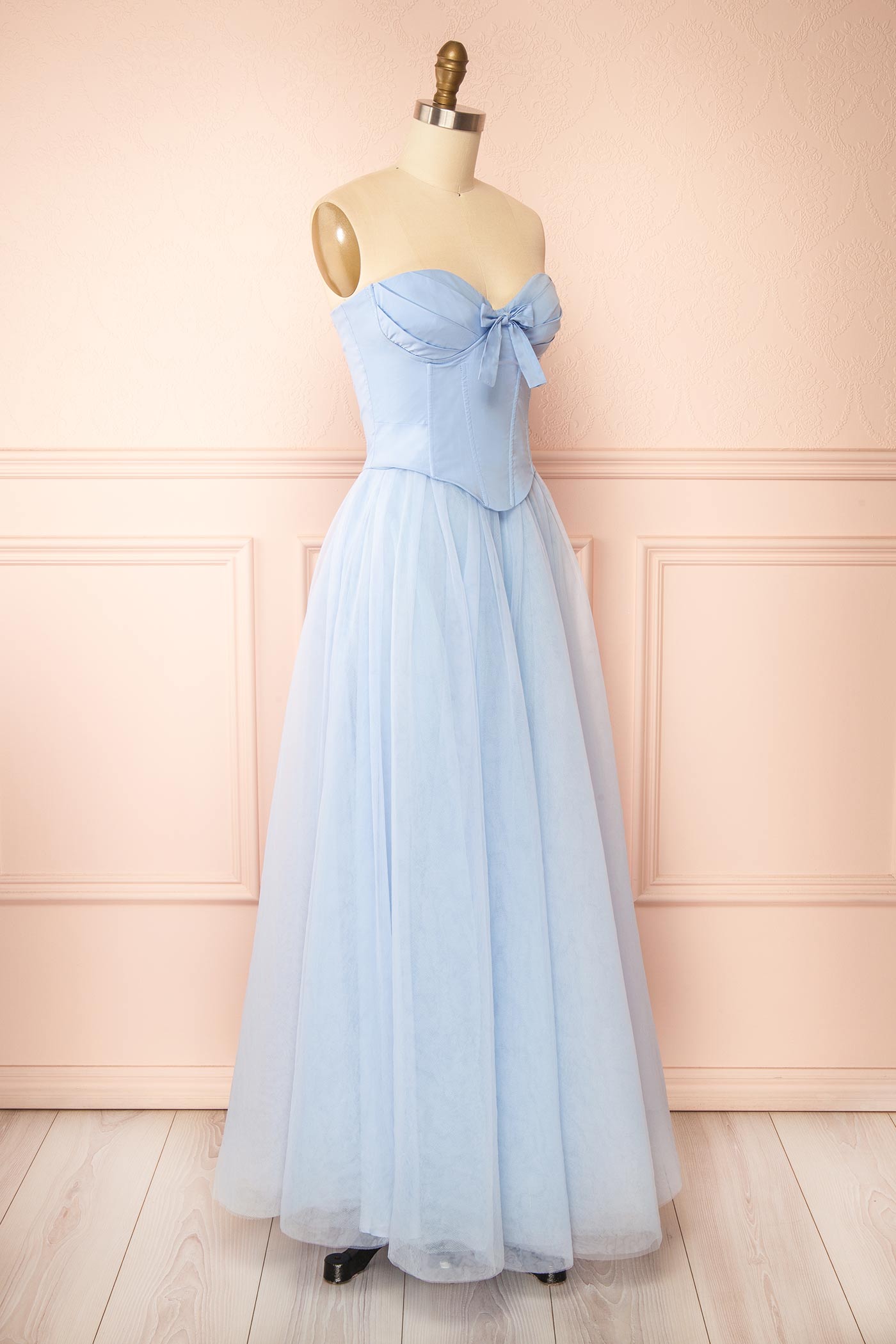 Casimira Blue Maxi Tulle Corset Dress | Boutique 1861 side view