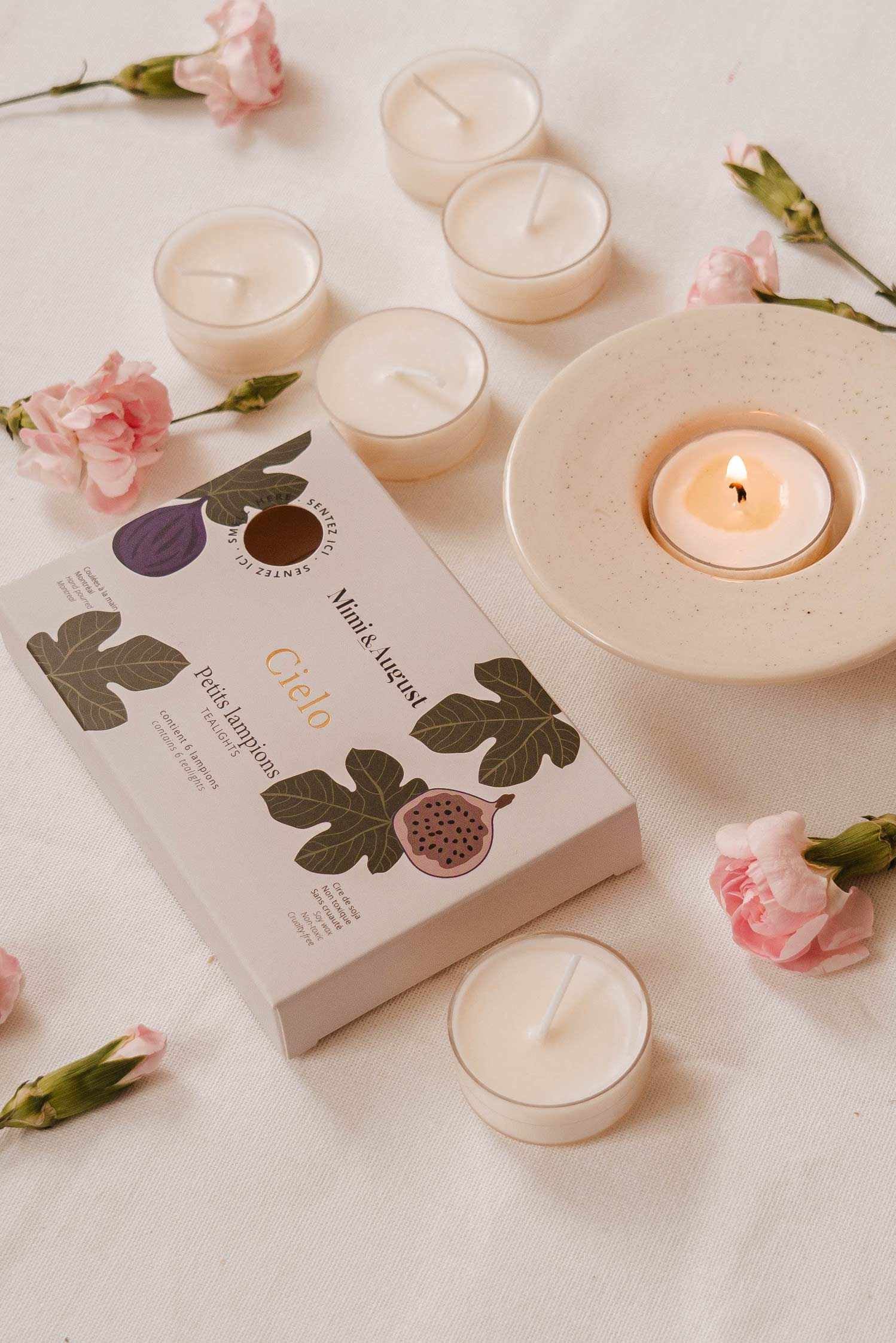 view of Cielo Tealight Candle Set at Maison garçonne