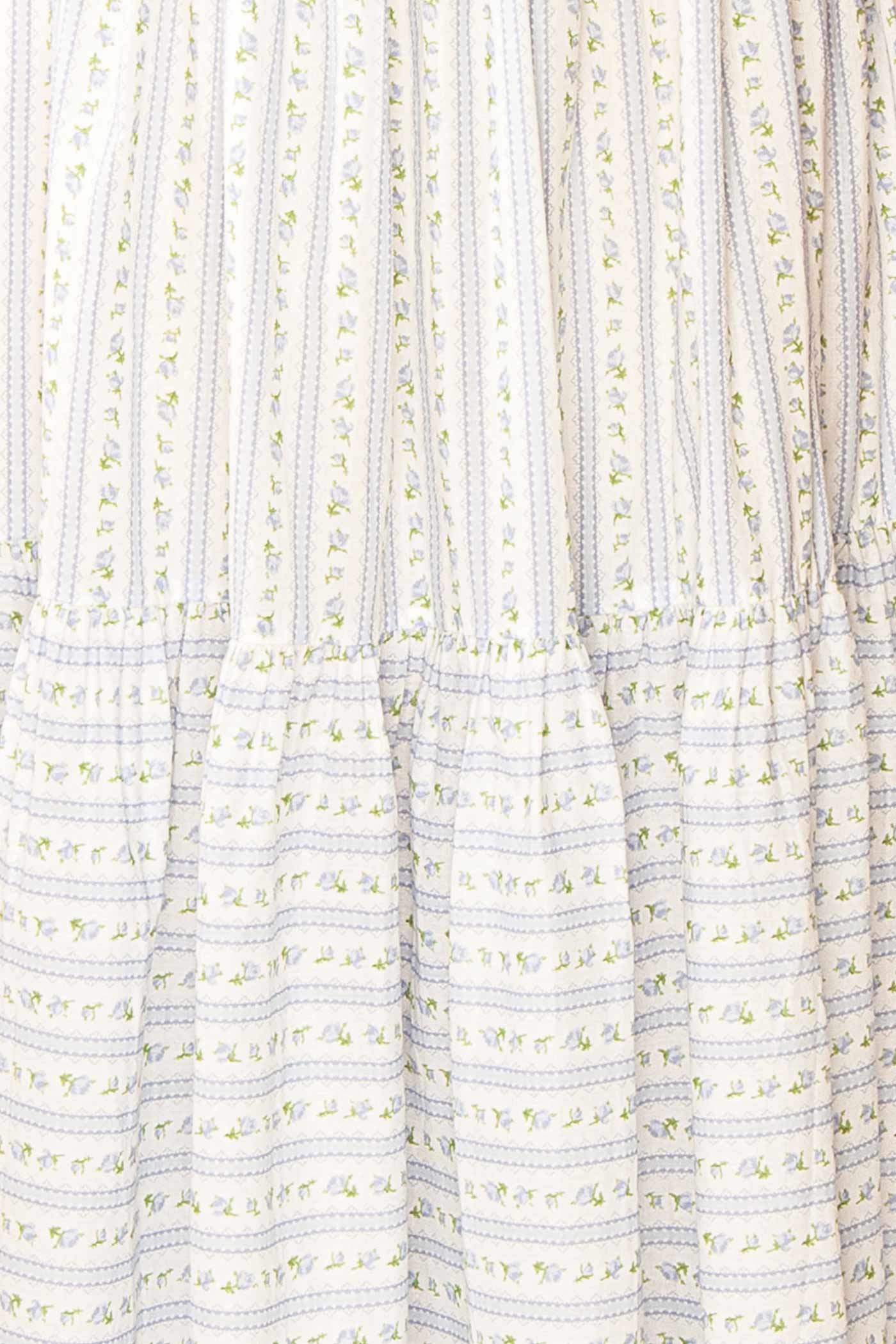 Clarelle Blue Tiered Floral Midi Dress | Boutique 1861 pattern details