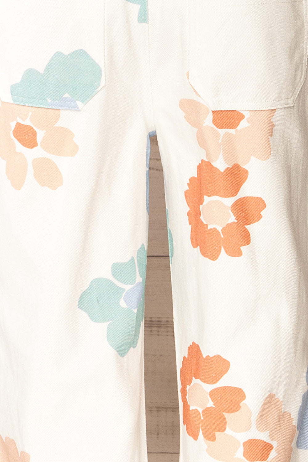 Claudius White Floral Denim Overalls | La petite garçonne fabric