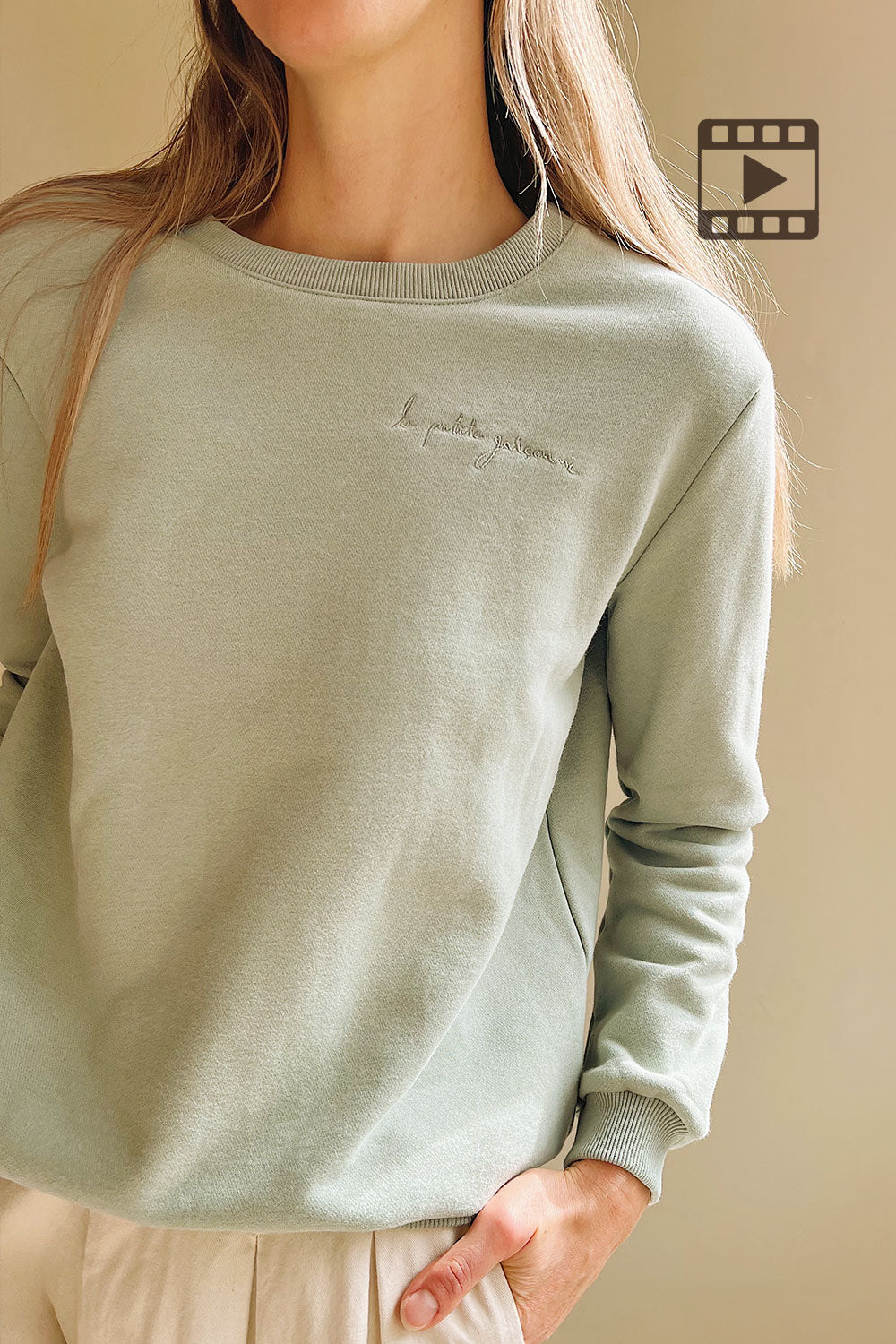 Woman wearing Galway Sage, a Oversized Sweatshirt Exclusive from La petite garçonne