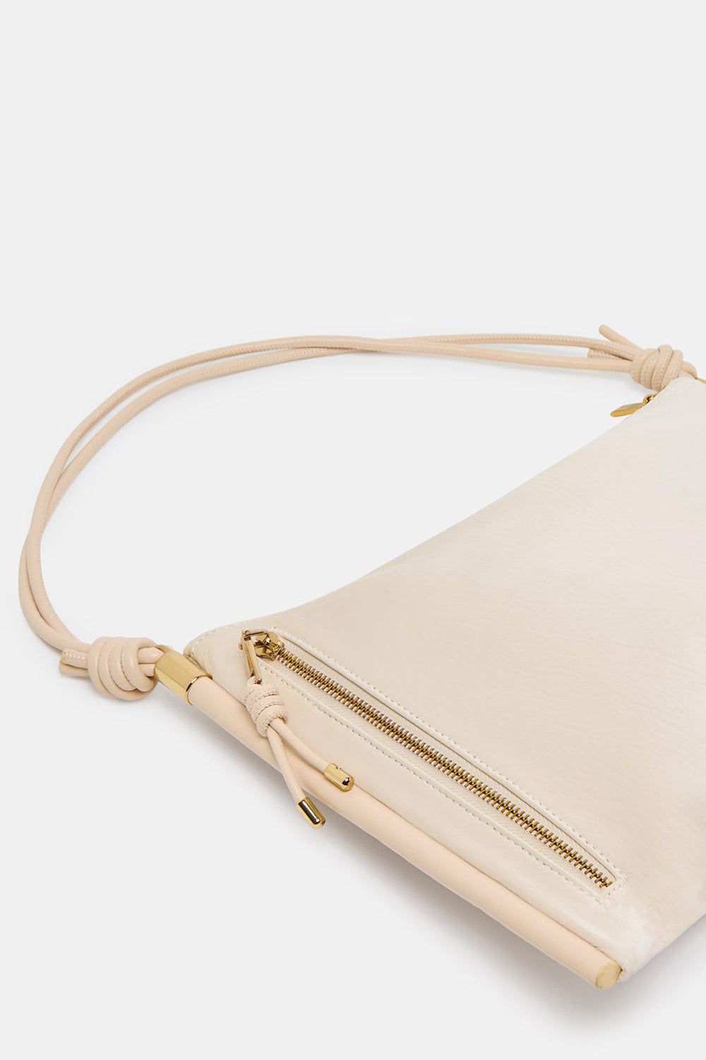 Venicia Beige Glossy Shoulder Bag | La petite garçonne flat