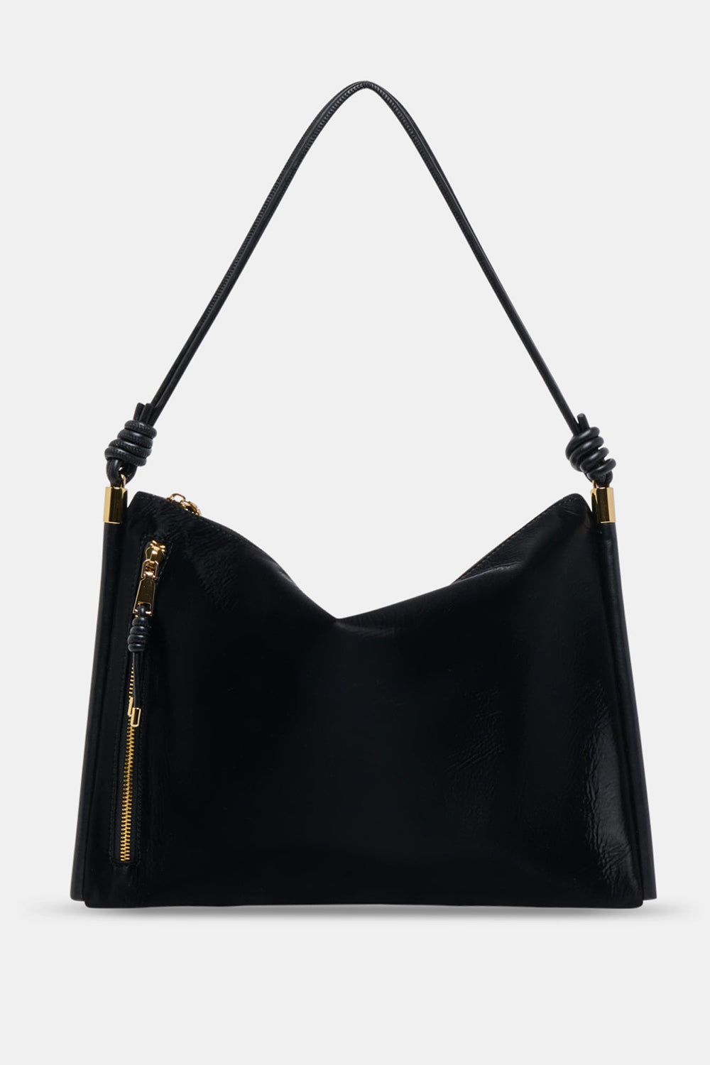 Venicia Black Glossy Shoulder Bag | La petite garçonne view