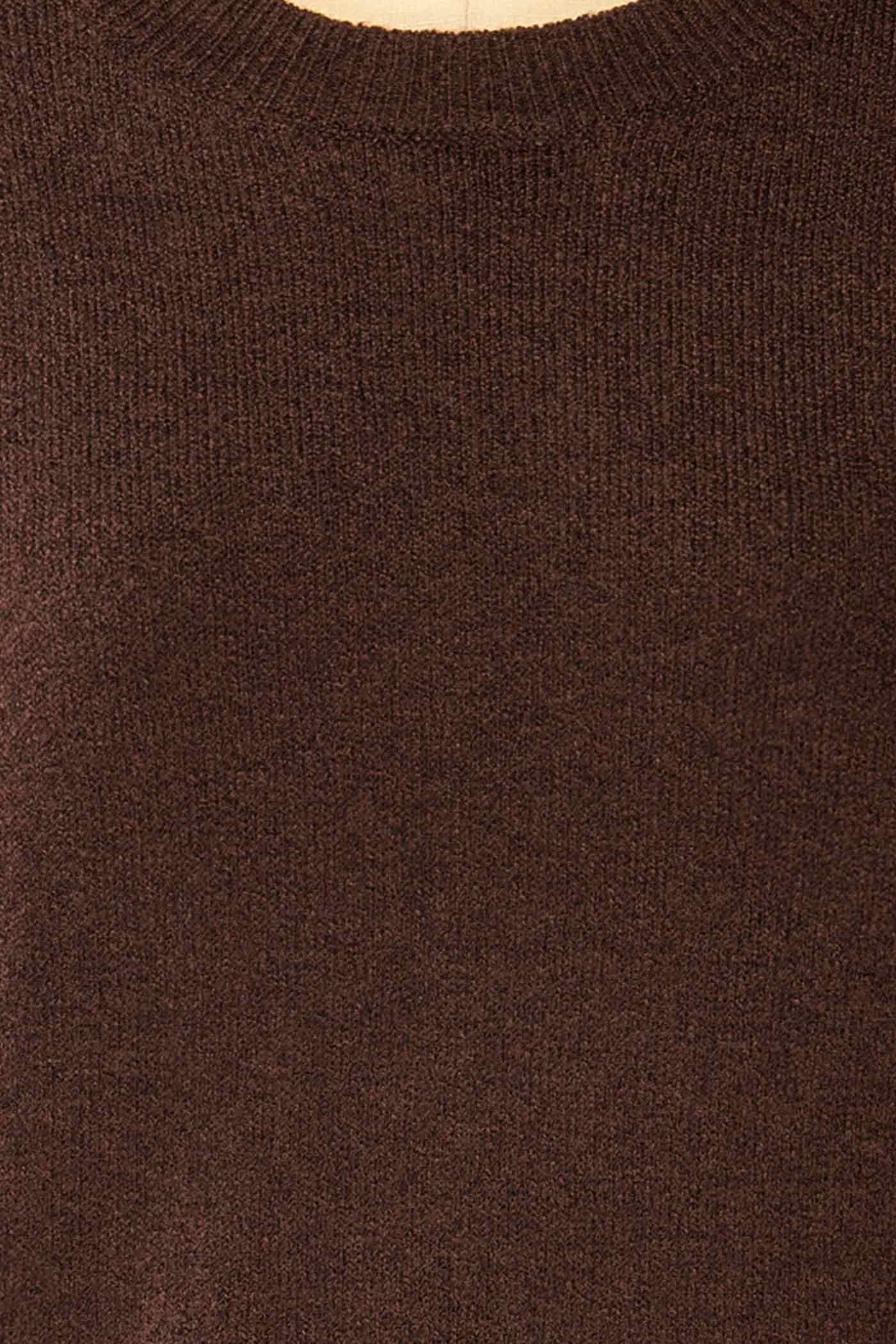 Dewas Brun | Haut en Tricot à Manches Bouffantes avec Bordure Côtelée