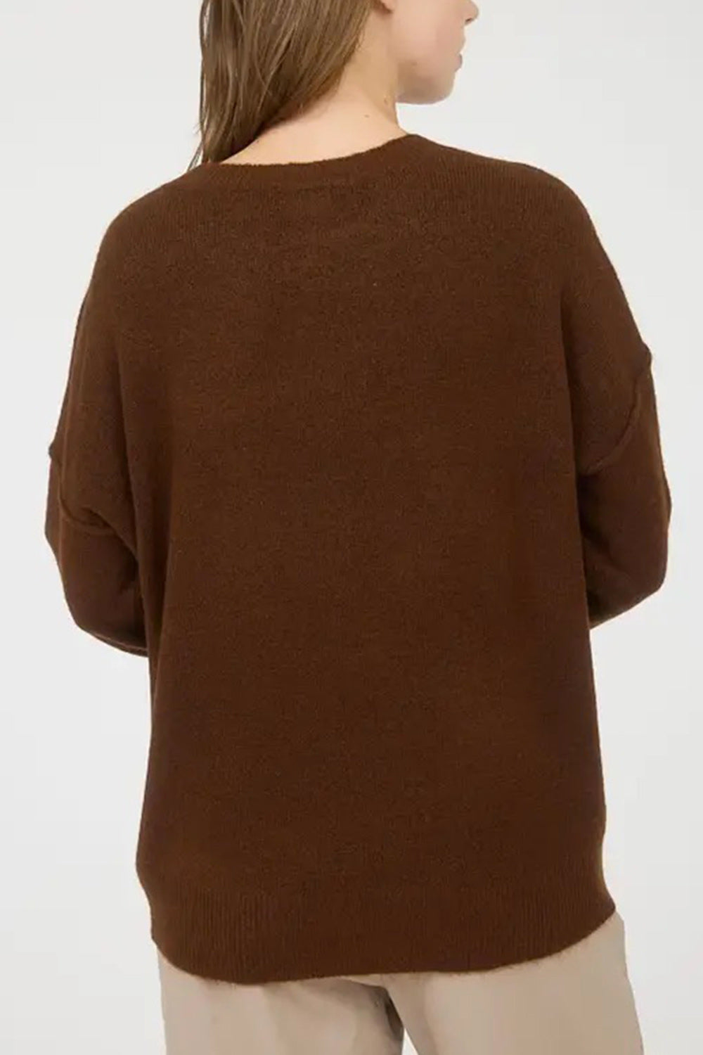 Dundee Brown Soft Loose Sweater | La petite garçonne back model