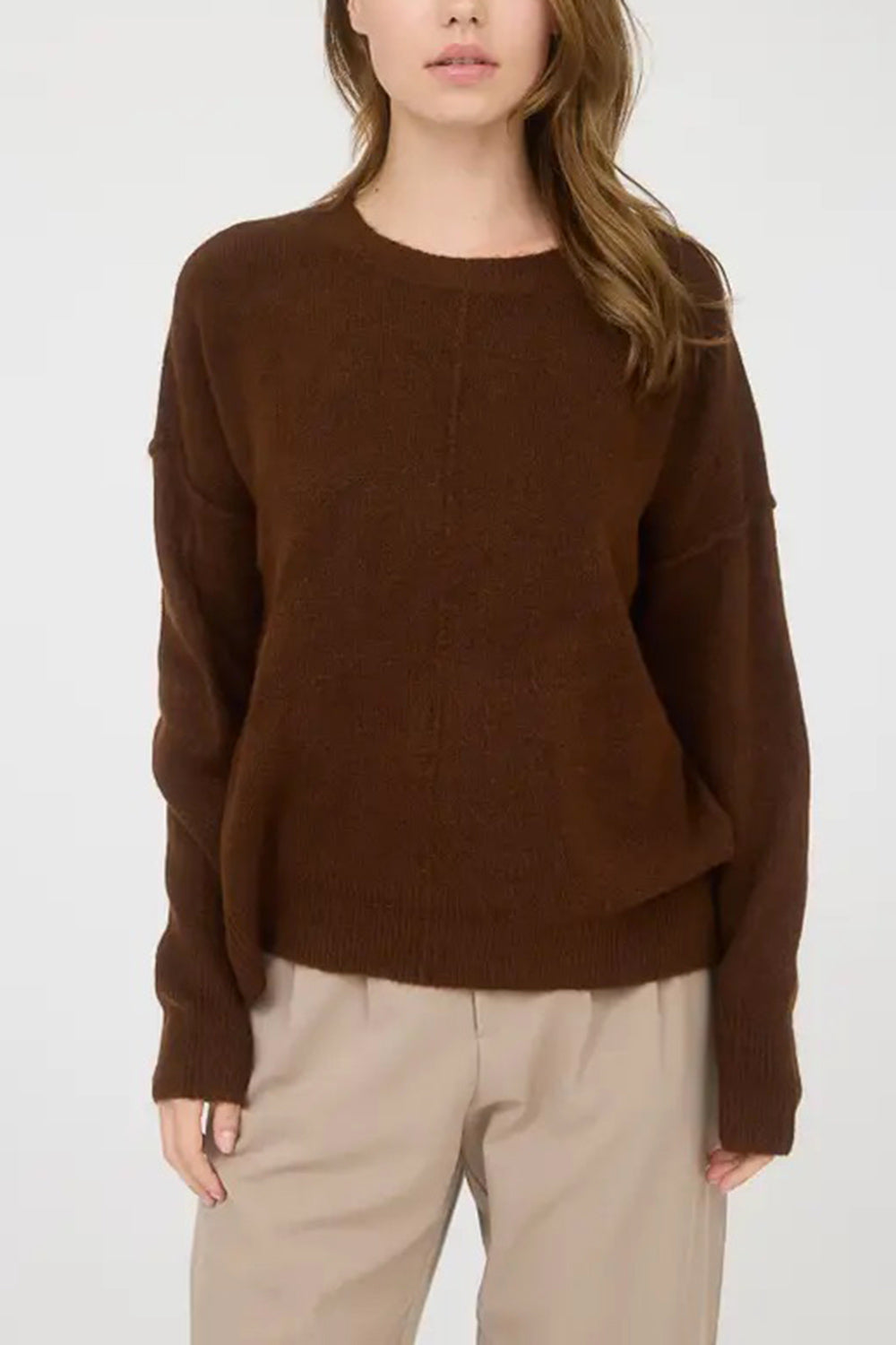 Dundee Brown Soft Loose Sweater | La petite garçonne front model
