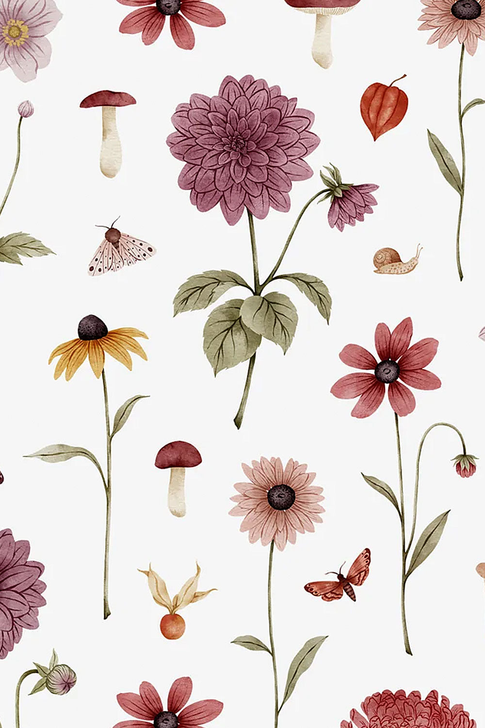 Close up of Floral and mushroom pattern Card design from Marie-Lise