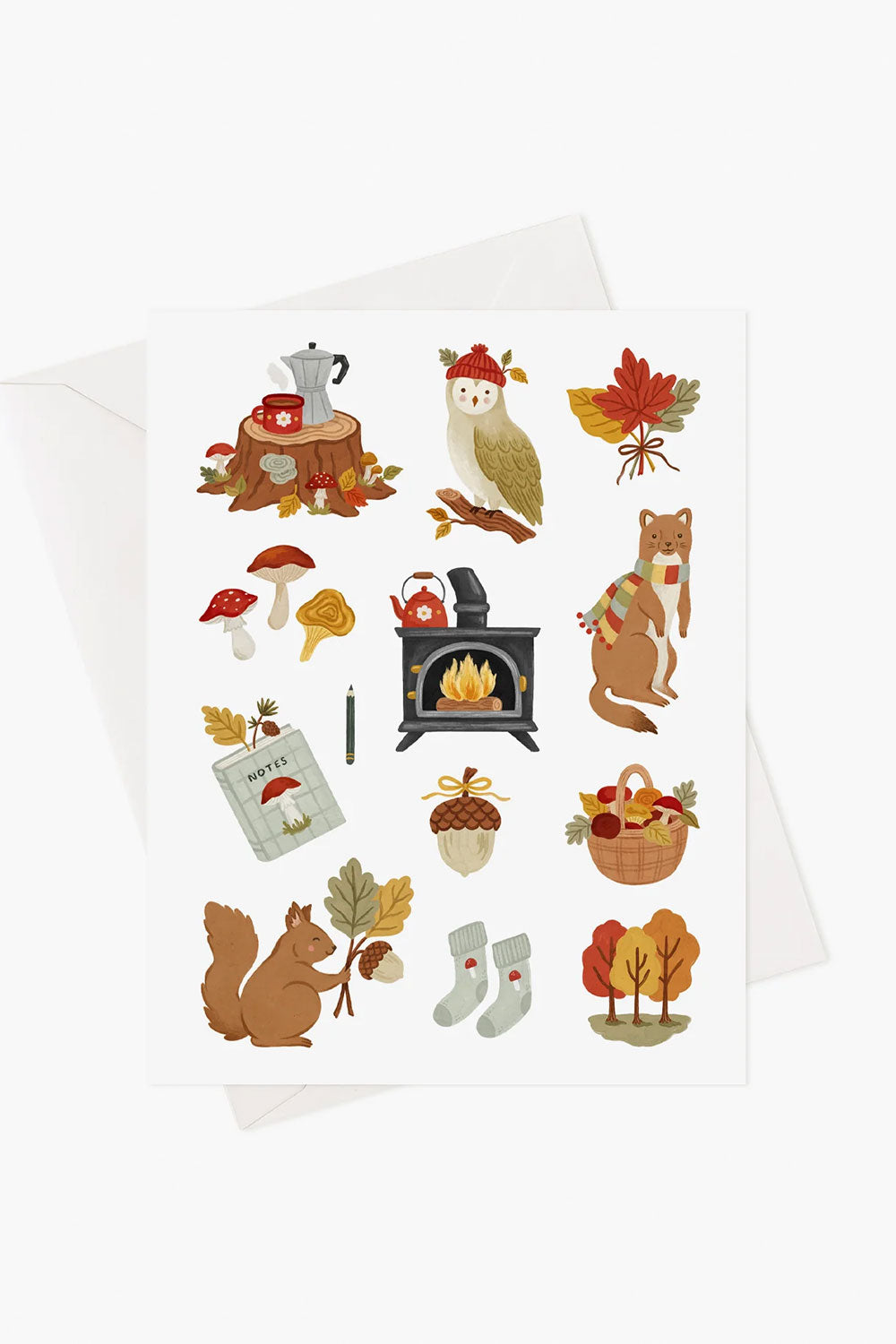 Set of autumn-themed illustrations card on a white background from Marie-Lise