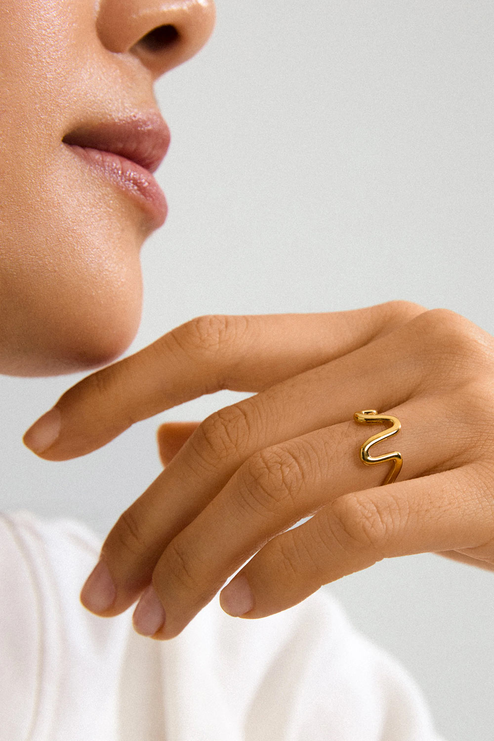 Gauri Gold Adjustable Wavy Stack Ring by Pilgrim | La petite garçonne view
