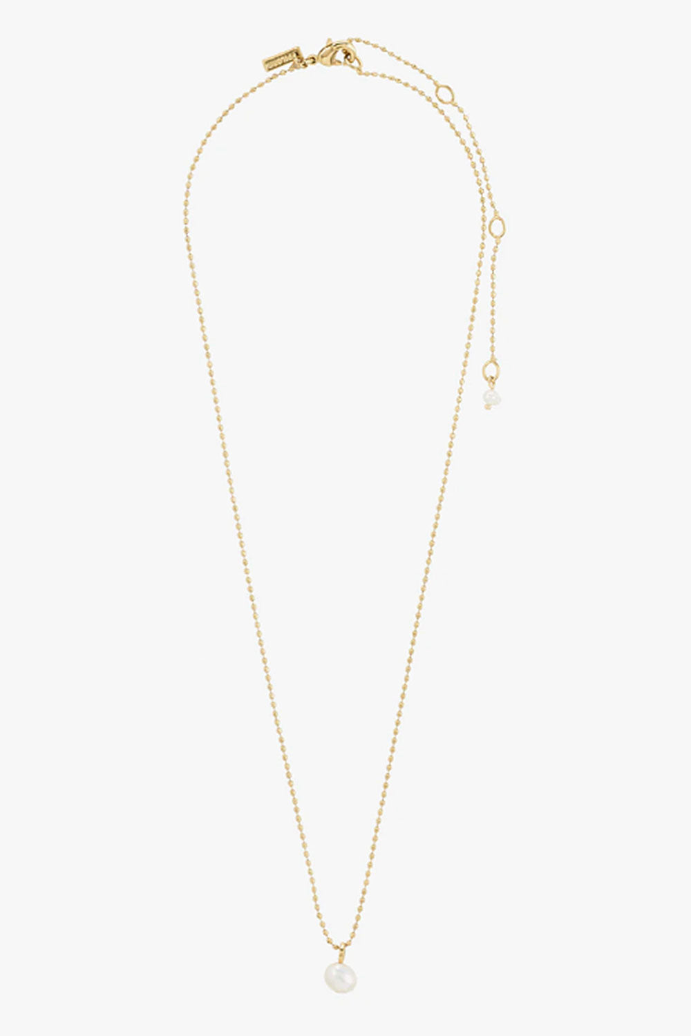 Gold necklace GUIDEL-GOLD with a pearl pendant by Pilgrim on a white background