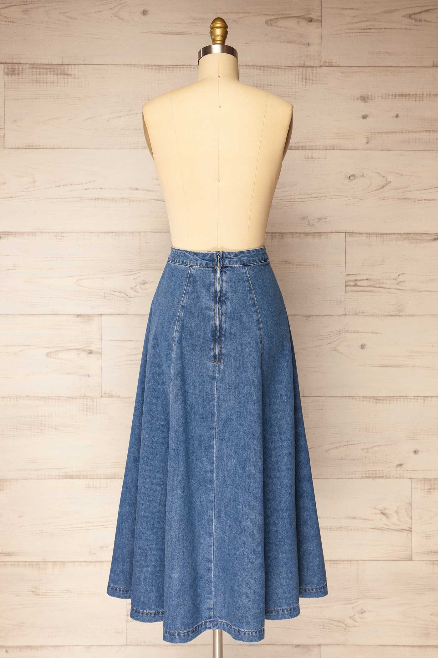 Gwalior A-Line Midi Denim Skirt | La petite garçonne back