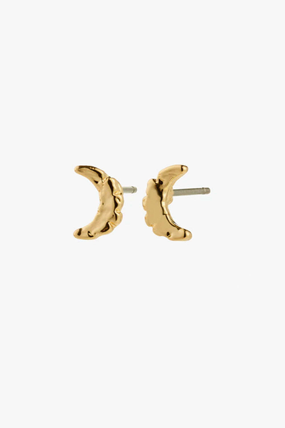 Gold crescent moon earrings HIMEJI-GOLD by Pilgrim on a white background