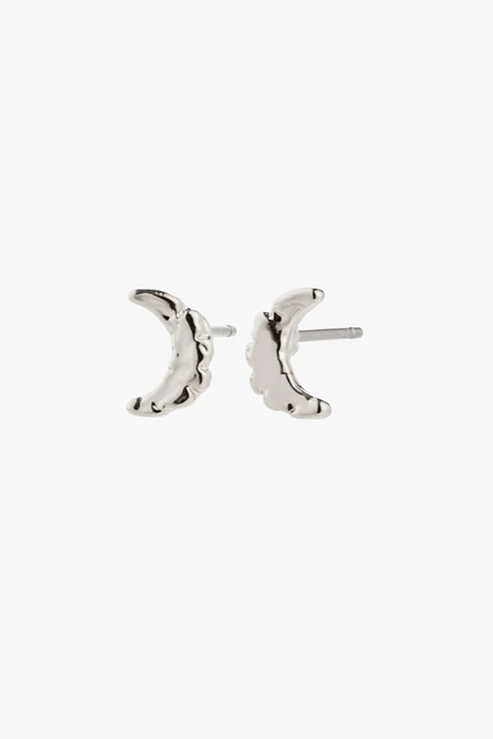 Silver moon-shaped earrings HIMEJI-SILVER by Pilgrim on a white background