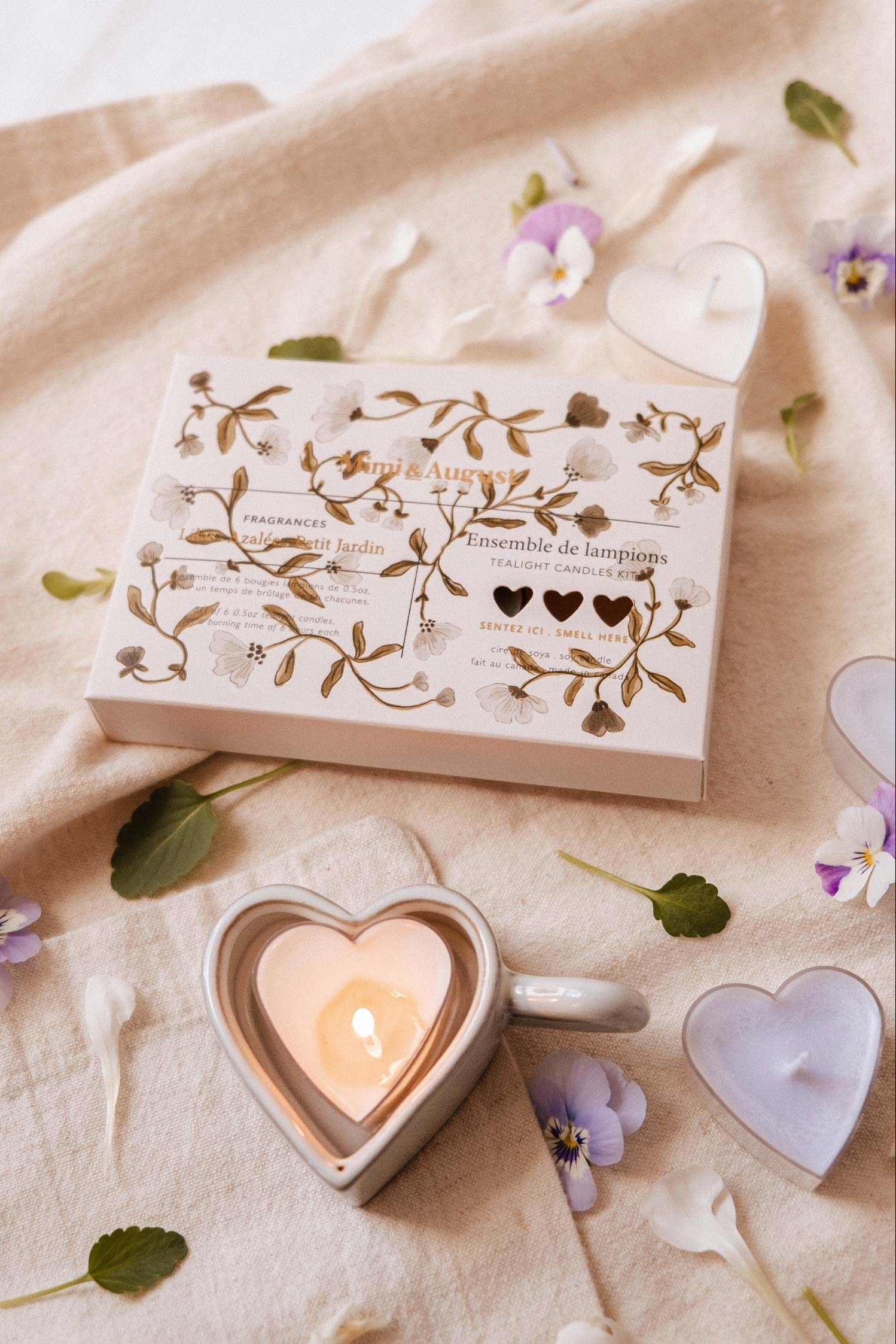 lifestyle shot of Blush Hearts Tealight Candles Kit at Maison garçonne