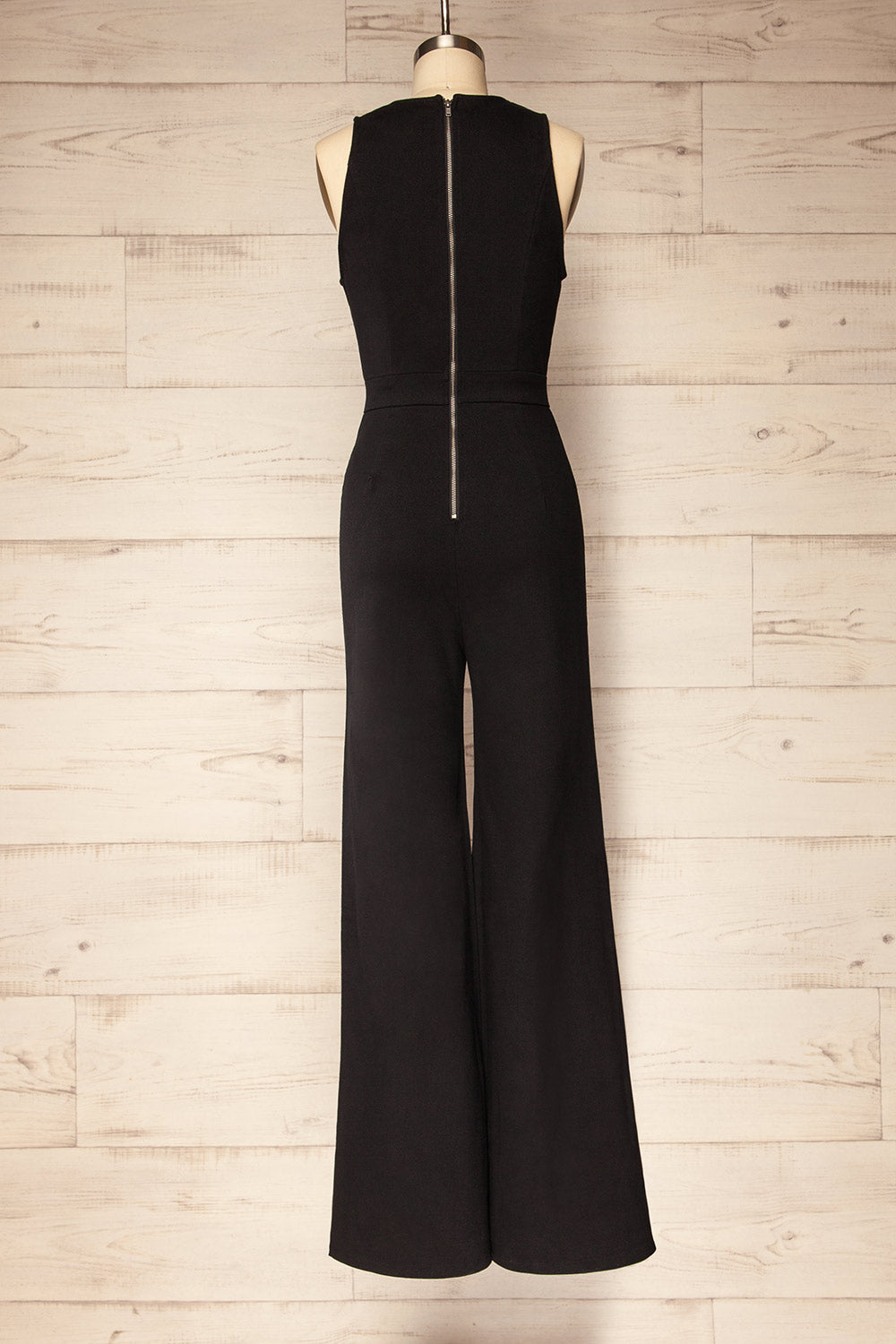 Houston Black Wide-Leg Denim Jumpsuit | La petite garçonne back view