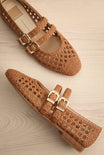 Top view Iglesias Brown Woven Double Strap Flats from Dolce vita at la petite garçonne