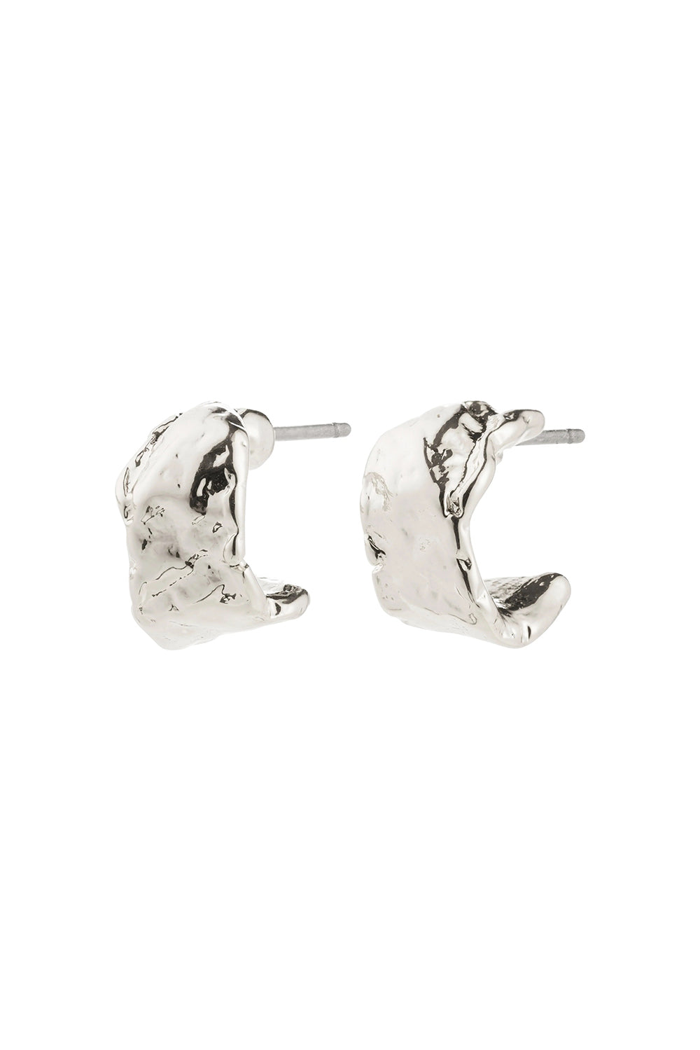 Instant Silver Textured Half-Hoop Earrings by Pilgrim